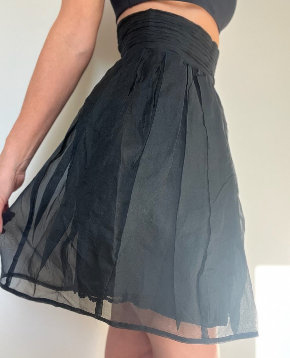 KC Cooper Los Angeles Women's S Skirt Black Silk Chiffon High Waisted Vintage
